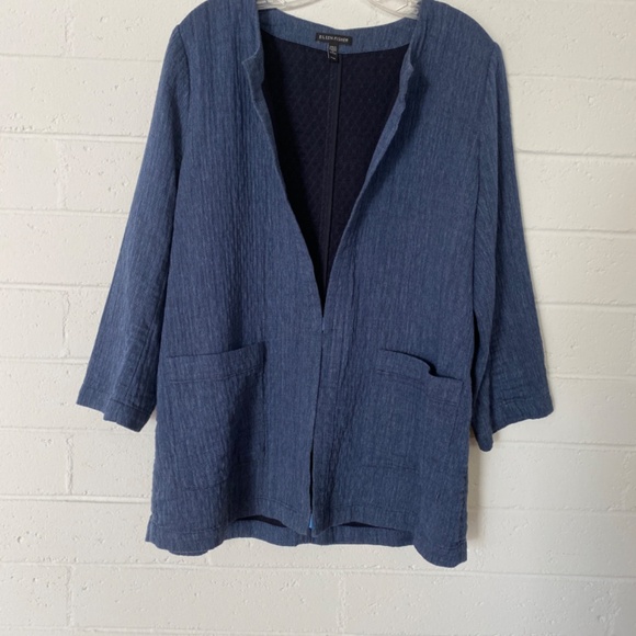Eileen Fisher Chambray Blue Jacket M - Picture 7 of 8